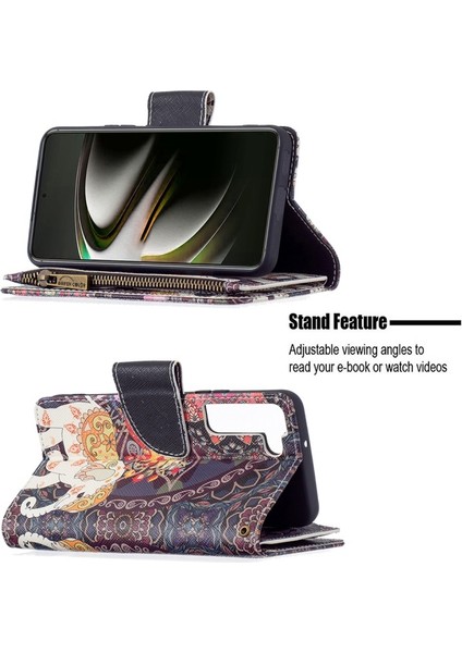 BF03 Samsung Galaxy S22 Için Desen Baskı Fermuarlı Deri Telefon Kılıfı (Yurt Dışından) fiyatları