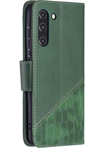 BF04 Ekleme Samsung Galaxy S21 Fe Için Timsah Doku Deri Telefon Kılıfı (Yurt Dışından)