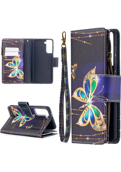 BF03 Desen Baskı Deri Fermuarlı Telefon Kılıfı (Yurt Dışından)