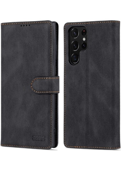 Samsung Galaxy S22 Ultra Için Çizilmeye Dayanıklı Pu Deri Telefon Kılıfı (Yurt Dışından)