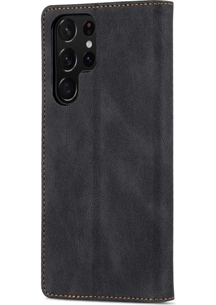 Samsung Galaxy S22 Ultra Için Çizilmeye Dayanıklı Pu Deri Telefon Kılıfı (Yurt Dışından)