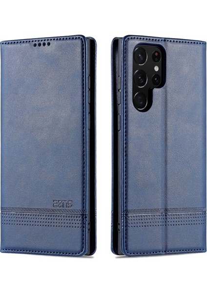 Samsung Galaxy S22 Ultra Için Manyetik Tokalı Pu Deri Telefon Kılıfı (Yurt Dışından)