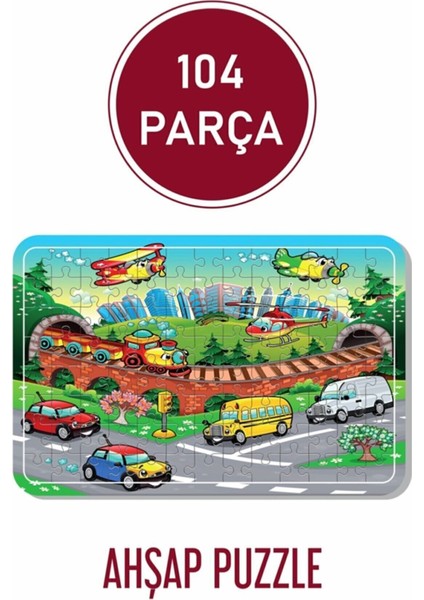 Kara ve Hava Araçları A3 104 Parça Puzzle, Oyuncak, Yapboz A3YENI1001