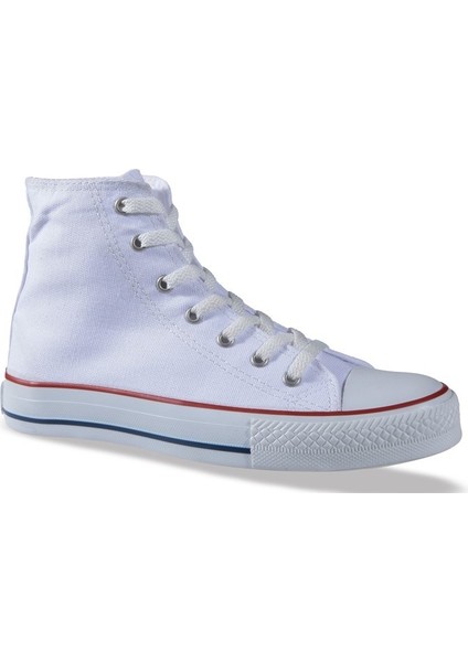Unisex Bilekli Beyaz Kanvas Sneaker 1841