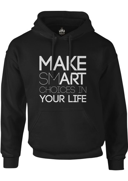 Yazı - Smart Siyah Erkek Fermuarsız Kapşonlu