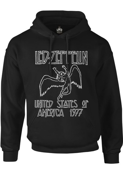 LED Zeppelin - 1977 Siyah Erkek Fermuarsız Kapşonlu