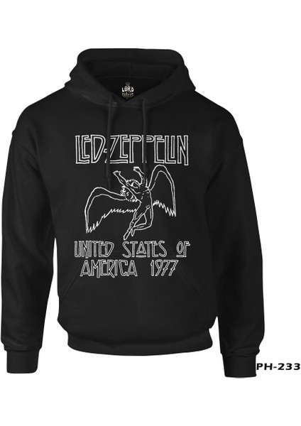 LED Zeppelin - 1977 Siyah Erkek Fermuarsız Kapşonlu