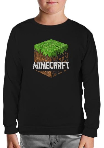Minecraft - Cube Siyah Çocuk Sweatshirt