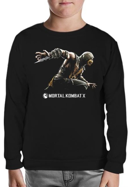 Mortal Combat x Siyah Çocuk Sweatshirt