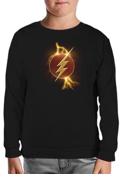 Flash - Lightening Siyah Çocuk Sweatshirt