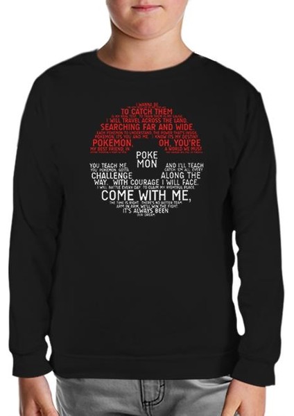 Pokemon Siyah Çocuk Sweatshirt