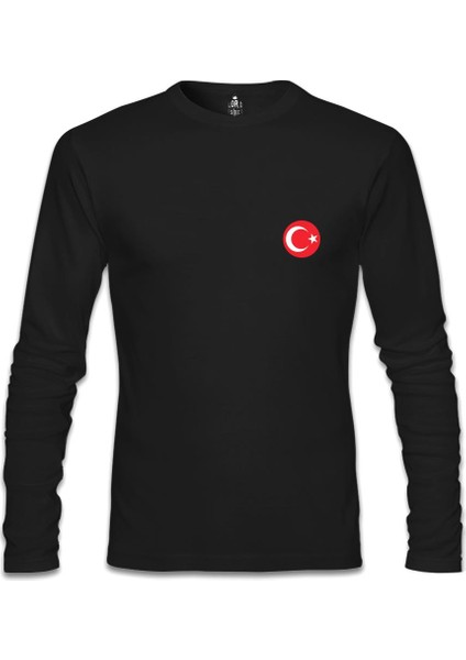 Ay Yıldız - Göğüs Logo 2 Siyah Erkek Sweatshirt