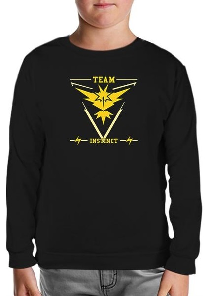 Pokemon Go - Team Instinct Siyah Çocuk Sweatshirt