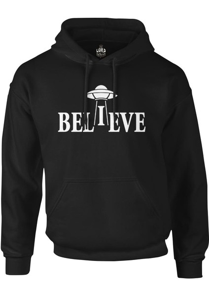 Believe Siyah Erkek Fermuarsız Kapşonlu