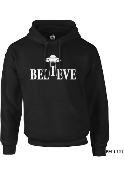 Believe Siyah Erkek Fermuarsız Kapşonlu