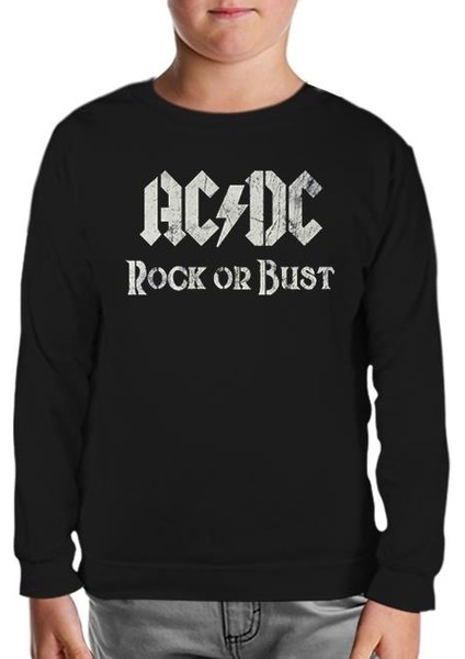 Ac Dc - Rock Or Bust Logo Siyah Çocuk Sweatshirt