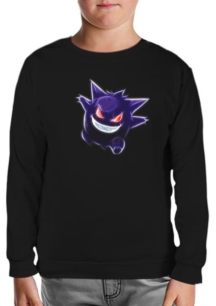 Pokemon Go - Gengar Siyah Çocuk Sweatshirt