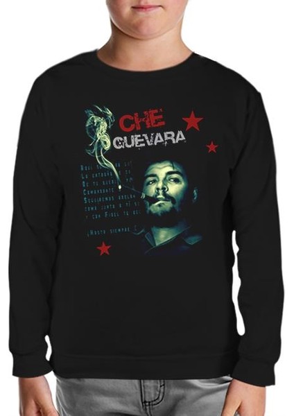 Che Guevara - Smoke Siyah Çocuk Sweatshirt