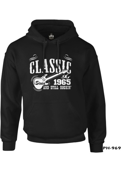 Since 1965 Siyah Erkek Fermuarsız Kapşonlu