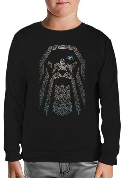 Vikings - Odin Siyah Çocuk Sweatshirt