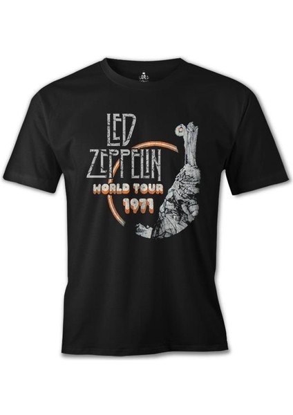 LED Zeppelin - World Tour Siyah Erkek Tshirt