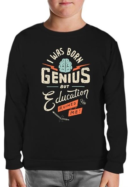 Yazı - Genius Siyah Çocuk Sweatshirt