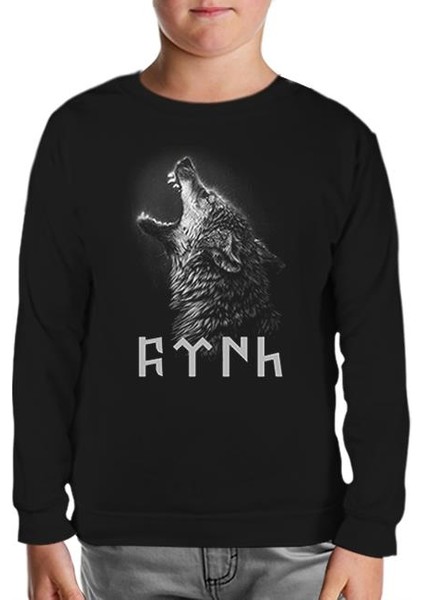 Türk Kurt Siyah Çocuk Sweatshirt