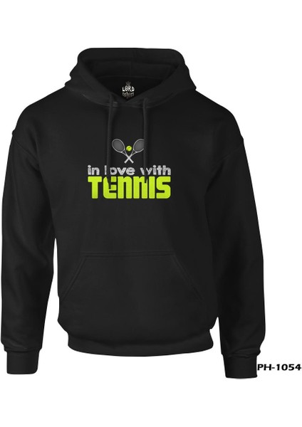 Tenis - In Love With Siyah Erkek Fermuarsız Kapşonlu