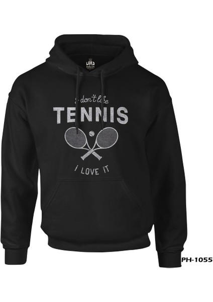 Tenis - Love It Siyah Erkek Fermuarsız Kapşonlu
