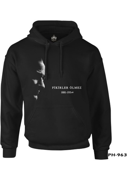 Atatürk - Fikirler Ölmez Siyah Erkek Fermuarsız Kapşonlu fiyatları