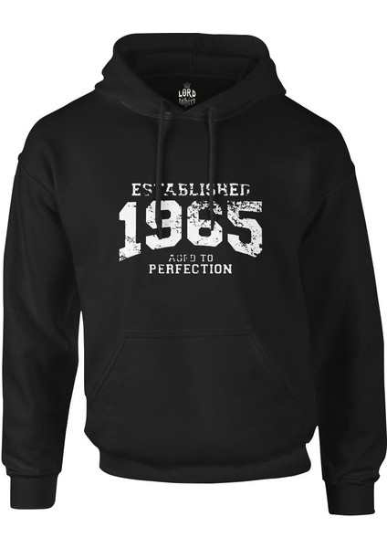 1965 Aged To Perfection Siyah Erkek Fermuarsiz Kapşonlu