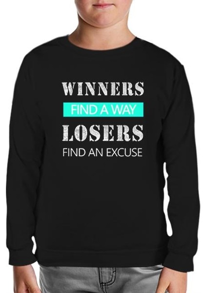 Winners Find A Way Siyah Çocuk Sweatshirt