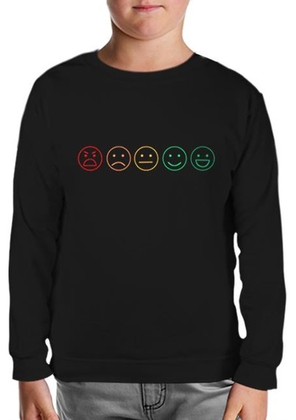 Emoji Siyah Çocuk Sweatshirt