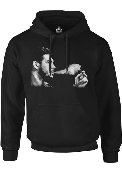 Che Guevara 3 Siyah Erkek Fermuarsız Kapşonlu