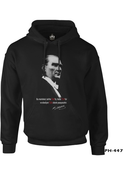 Atatürk - Ebediyen Türk Siyah Erkek Fermuarsız Kapşonlu fiyatları