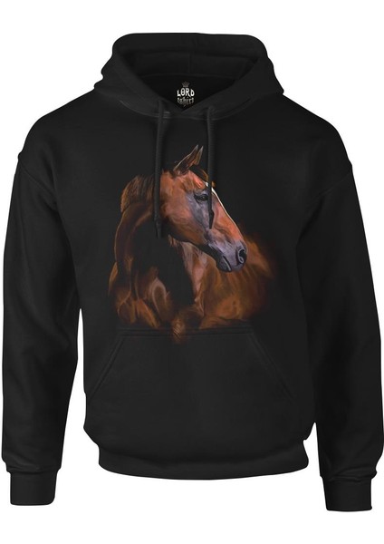 At 1 Siyah Erkek Fermuarsız Kapşonlu