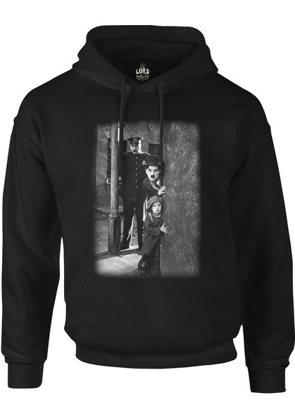 Charlie Chaplin Siyah Erkek Fermuarsız Kapşonlu