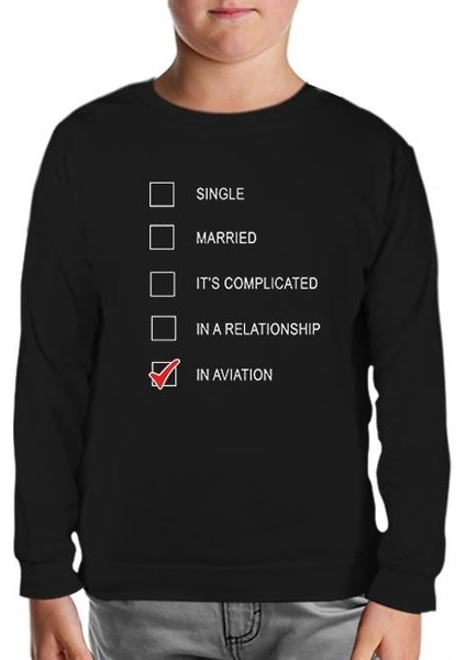 Uçuş - In Aviation Siyah Çocuk Sweatshirt