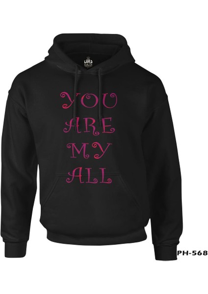 Aşk - You Are My All Siyah Erkek Fermuarsız Kapşonlu fiyatları