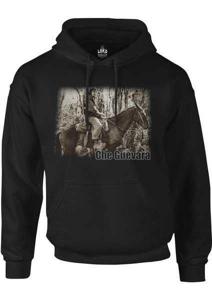 Che Guevara 1 Siyah Erkek Fermuarsız Kapşonlu