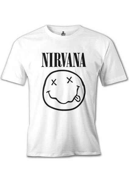 Nirvana - Logo Beyaz Erkek Tshirt