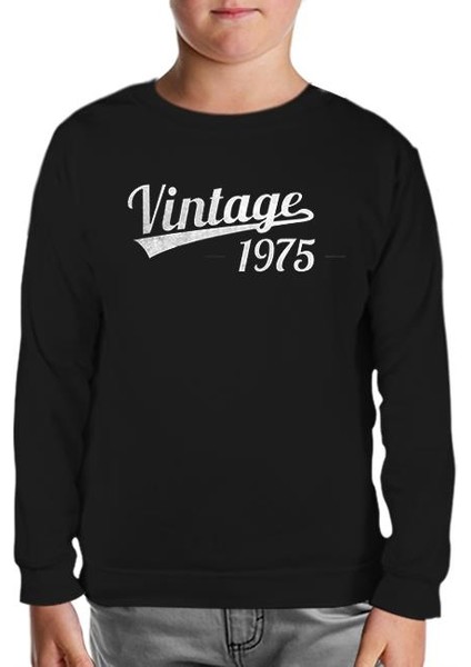 Vintage 1975 Siyah Çocuk Sweatshirt