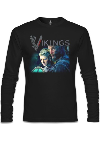 Vikings - Ragnar & Lagertha Siyah Erkek Sweatshirt