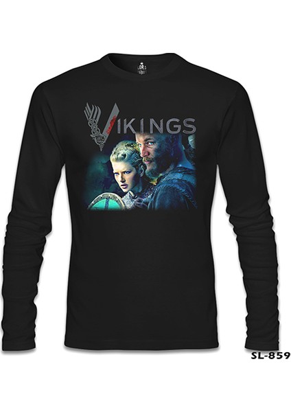 Vikings - Ragnar & Lagertha Siyah Erkek Sweatshirt