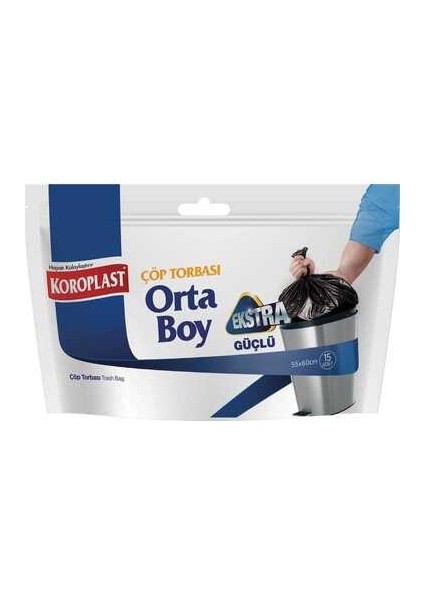 Çöp Poşeti Extra Güçlü Orta 55X60 Siyah