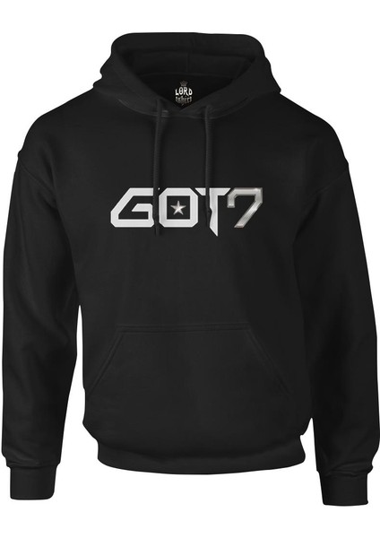G.o.t7 - Logo Siyah Erkek Fermuarsız Kapşonlu