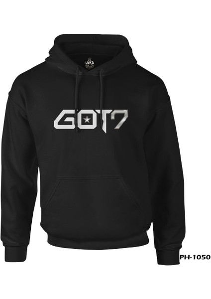 G.o.t7 - Logo Siyah Erkek Fermuarsız Kapşonlu