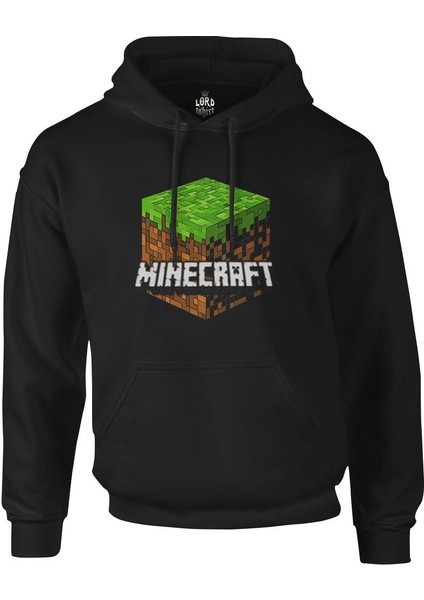 Minecraft - Cube Siyah Erkek Fermuarsız Kapşonlu