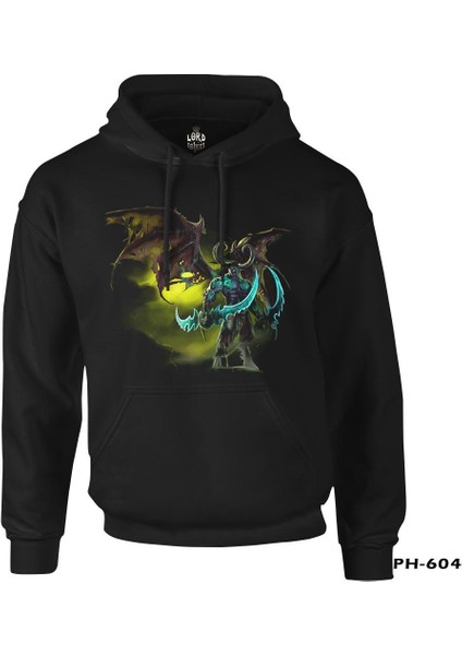 World Of Warcraft - Illidan Stormrage Siyah Erkek Fermuarsız Kapşonlu