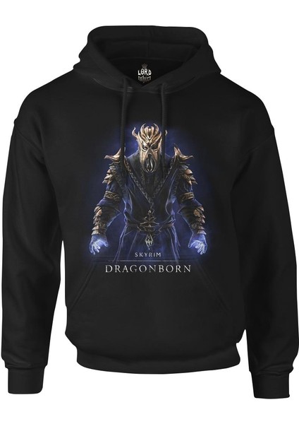 Skyrim - Dragonborn Siyah Erkek Fermuarsiz Kapşonlu